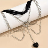 Gothic Multilayer Stretch Love Heart Leg Chain Hip Hop Style Body Chain Jewelry