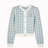 Women's Knit Cardigan with Heart-shape Button Front Plaid Sweater Jacket Soft Knitwear Teen-girl Autumn Winter Fairycore Outfit