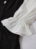Chic 2 In 1 Double-breasted A-line Dress - Long Flounce Sleeve For Spring & Fall - Women's Clothing