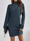 Stylish Turtle Neck Knit Dress - Soft, Elegant, Textured Long Sleeve Design for Spring & Fall, Comfortable Women's Clothing for Everyday Wear