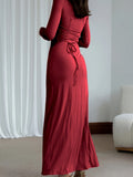 Casual Solid Color Pleated Asymmetrical Dress