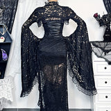 Y2K Lace Long Sleeves See Through Mesh Crop Top - Goth Fake Collar Shrug Blouse Cover Up for Women Girls Victorian