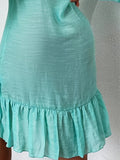 [Tie Neck Ruffle Hem Dress] Elegant Long Sleeve Tie Neck Ruffle Hem Dress - Women's Spring & Fall Clothing
