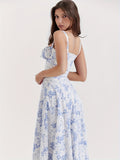 [Trendy Ruched Tie Front Cami Dress] Milkmaid Dress, Ditsy Floral Dress, Corseted Dress, Midriff Waist Shaper, Trendy Women's Ruched Tie Front Split Thigh Cami Dress Sleeveless Womenswear Comfortable