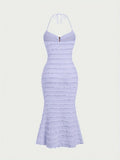 Elegant Mermaid Cami Dress by [Brand Name] - Stunning Ring Detail, V-Neckline, Stretchy Fabric for Comfort, Machine Washable, Perfect for Spring, Summer, and Fall Seasons