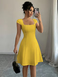 Solid Color Elegant Dress