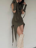 Vintage Army Green With Sleeve Dress
