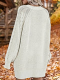 Women's Long Sleeve Cable Knit Dress, Casual Solid Color Crew Neck Loose Fit Knitted Dress for Everyday Wear