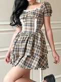 Vintage Lace Trim Short Sleeve Dress