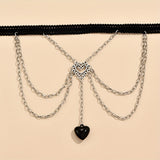 Gothic Multilayer Stretch Love Heart Leg Chain Hip Hop Style Body Chain Jewelry