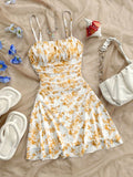 [Floral Mesh] Women's Dress | Summer Vacation | Blue And White Floral Mesh