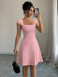 Solid Color Elegant Dress
