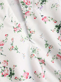 Elegant White Floral Print Midi Dress with Puff Sleeves & Tie-Back Detail - Square Neck, Non-Sheer Polyester for Women - Perfect for Spring, Summer & All Seasons, Formal Wear | Puff Sleeves Dress | Polyester Fabric