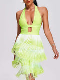Bandage Fluorescent Green  Strapless Backless Dress