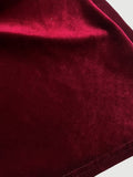 Velvet Elegant V-Neck Long Sleeve Dress - Pleated with Lace Detail, Perfect for Fall/Winter Parties & Banquets