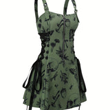 Butterfly Print Slingback Dress - Zipper Backless Cami Style, Casual Polyester Summer Dress for Women - Customized, Woven, No Elasticity, Random Printing, Strapless, Elegant, and Comfortable