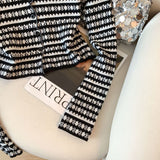 Women's Cropped Cardigan Long Sleeve Button Down Jacket Striped Single Breasted Fitted Knit Top Teen-girl Y2K Grunge Outfit