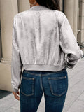 Everyday Comfort, Elegant Women's Pink Metallic Bomber Jacket - Long Sleeve, Zip-Up with Baseball Collar, Polyester Blend, Machine Washable for Spring & Fall Fashion, Spring Jacket|Glossy Finish Jacket|Polyester Blend Jacket voguable