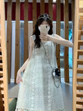 Chic Floral Chiffon Sundress for Women - Slimming Summer Beach Dress with Square Neckline, Machine Washable