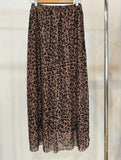 Women's Leopard Print Skirt - 100% Polyester A-Line Midi Skirt with Elastic Waist, Knitted Fabric, Lightweight for Spring/Summer/Fall - Y2K Young Fashion Style
