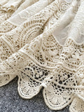 NEW Bohemian Style Vintage Knitted Dress for Women Loose Hollow Hook Flower Design Short Mid-Skirt