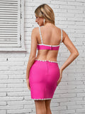 Pink Pearl  Cross-neck Bandage Dress