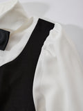 Chic 2 In 1 Double-breasted A-line Dress - Long Flounce Sleeve For Spring & Fall - Women's Clothing