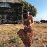 spring and summer women's clothing ins Amazon hot selling new styles suspenders open back leopard dress evening dress