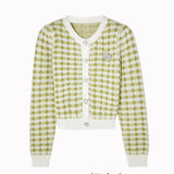 Women's Knit Cardigan with Heart-shape Button Front Plaid Sweater Jacket Soft Knitwear Teen-girl Autumn Winter Fairycore Outfit