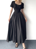 Black Loose A-Line Slim Long Dress