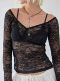 Lace Sheer Long Sleeve T-Shirt