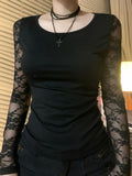 [95% Polyester Backless Long Sleeve] Women'S Y2K Style Backless Long Sleeve T-Shirt, 95% Polyester 5% Elastane, Crew Neck, Knit Fabric, Solid Color, Regular Length, Spring/Fall Fashion Top