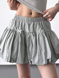 Bubble Hem Elastic Waist Mini Skirt