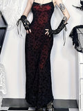 [Long Sexy Halter Dress Form-Fitting] Sultry Lace-Embroidered Halter Dress: Sexy, Long, and Form-Fitting with No Sleeves or Belt, Perfect for Adult Fashion Enthusiasts