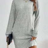 Stylish Turtle Neck Knit Dress - Soft, Elegant, Textured Long Sleeve Design for Spring & Fall, Comfortable Women's Clothing for Everyday Wear