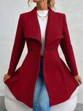 Women's Coats Winter Solid Color Long Sleeve Lapel Button-Up Work Coats New Year Red Valentine's Day Gift Outerwears