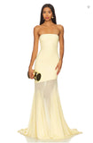 Customized Elegant Strapless Yellow Elegant Evening Gown 2025 Chiffon Mermaid  Long Prom Dress Formal Party Gown