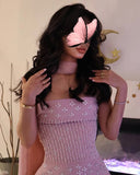 Customized Exquisite Pink Beaded Birthday Gown 2025 Party Gown Strapless Formal Dress Sequins Arabic A Line Prom Dress