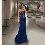 Elegant Sequin Prom Dress 2025 Strapless Pleats Mermaid Birthday Gown Formal Evening Dress Party Gown Customized