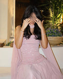 Customized Exquisite Pink Beaded Birthday Gown 2025 Party Gown Strapless Formal Dress Sequins Arabic A Line Prom Dress
