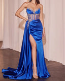 Elegant Black White Strapless Formal Gown Gala Mermiad Prom Dress Draped Train Evening Gown Party Wear Dress Customized