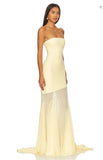 Customized Elegant Strapless Yellow Elegant Evening Gown 2025 Chiffon Mermaid  Long Prom Dress Formal Party Gown