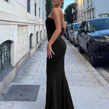 Elegant Strapless Off Shoulder Long Dress
