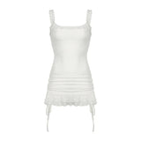 Sexy Strap Jacquard Ruffles Sleeveless Dress