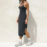 Basic Sexy Halter Backless Midi Dress