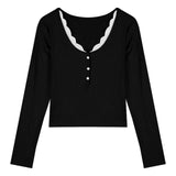 Coquette Lace T-shirts Women Y2k Aesthetic Black Long Sleeve T Shirts Korean Fashion Slim Corset Crop Tops Female Sexy