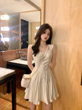 Fairycore Y2k Aesthetic White Dress Women Korean Vintage Slip Princess Dresses Elegant Ruffle High Waist Tunic Vestidos