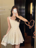 Fairycore Y2k Aesthetic White Dress Women Korean Vintage Slip Princess Dresses Elegant Ruffle High Waist Tunic Vestidos