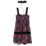 Harajuku Goth Red Mini Plaid Dress Women Y2k Gothic Mall Cyber Punk Halloween Dresses Vintage One Piece Slip Vestidos