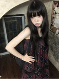 Harajuku Goth Red Mini Plaid Dress Women Y2k Gothic Mall Cyber Punk Halloween Dresses Vintage One Piece Slip Vestidos